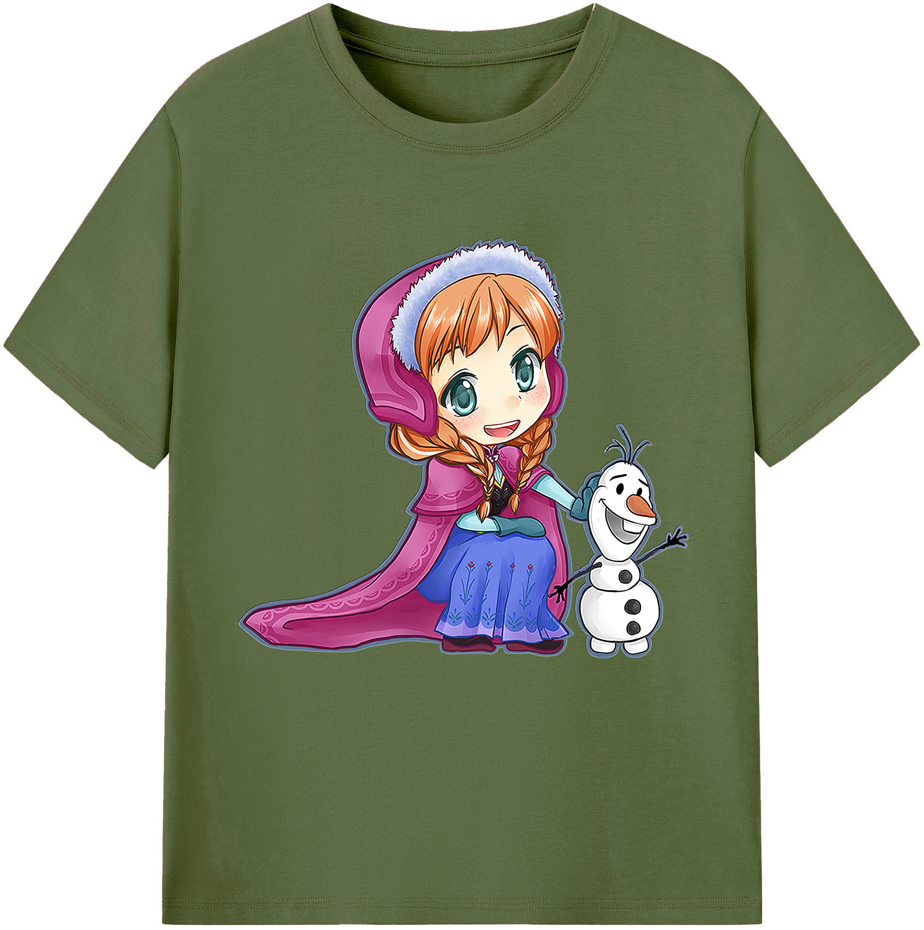 （画像用） アナと雪の女王 アンナ エルサ Frozen Anna Elsa 綿100％半袖Tシャツ（フロントプリント）